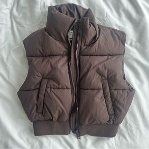 Garage Clothing mini cropped brown puffer vest XS